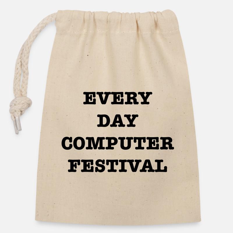 EveryDayComputerFestival - Closable cotton gift bag (14x20cm) - nature