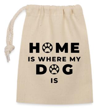 Home is where my Dog is - Saying Paw Dog Paw - Closable cotton gift bag (14x20cm) - nature - Front