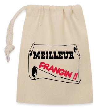 Meilleur frangin - Sac cadeau en coton avec cordon (14 x 20 cm) - nature - Devant