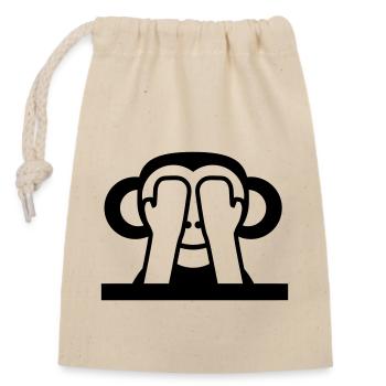 3 Wise Monkeys See Nothing Keeps Eyes Hidden - Closable cotton gift bag (14x20cm) - nature - Front