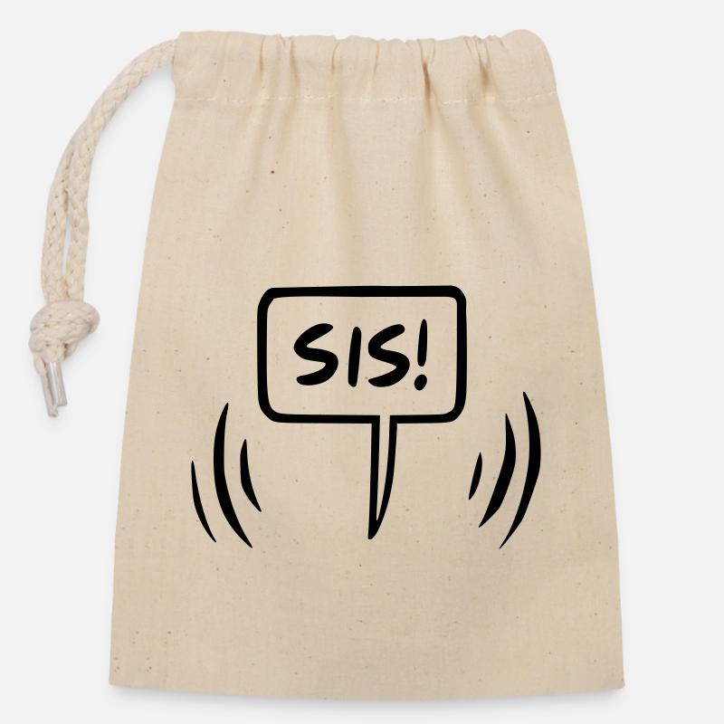 Si's Sister Speech Bubble - Closable cotton gift bag (14x20cm) - nature