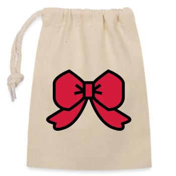 red ribbon bow - Closable cotton gift bag (14x20cm) - nature - Front