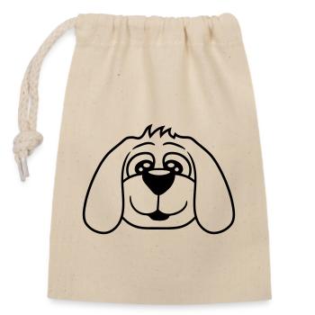 Hund Gesicht Kleiner Glücklicher Welpe Haustier - Verschließbarer Geschenkbeutel aus Baumwolle (14x20cm) - Natur - Vorne