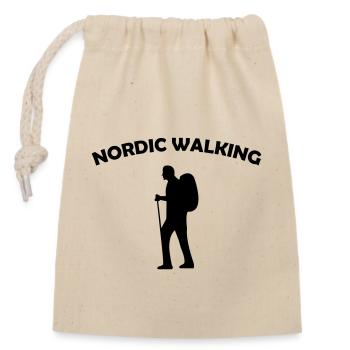 Nordic Walking - Verschließbarer Geschenkbeutel aus Baumwolle (14x20cm) - Natur - Vorne