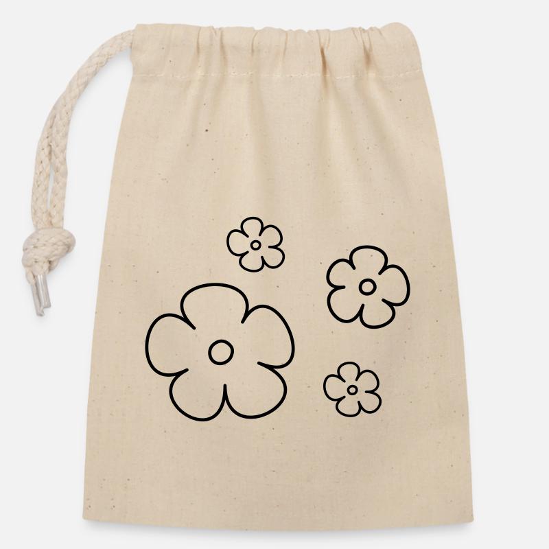 Flowers - Closable cotton gift bag (14x20cm) - nature