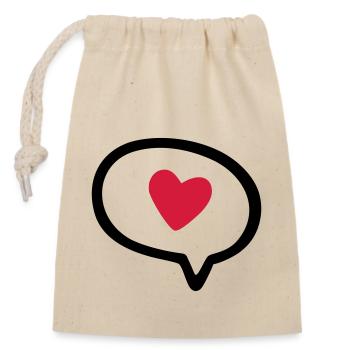 Speech bubble with heart - Closable cotton gift bag (14x20cm) - nature - Front