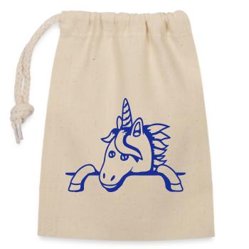 Einhorn Hinter Zaun Mauer Tasche Süß Klein Gemalt - Verschließbarer Geschenkbeutel aus Baumwolle (14x20cm) - Natur - Vorne