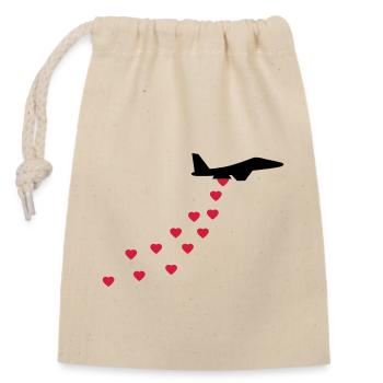 Heart Bomber - Closable cotton gift bag (14x20cm) - nature - Front