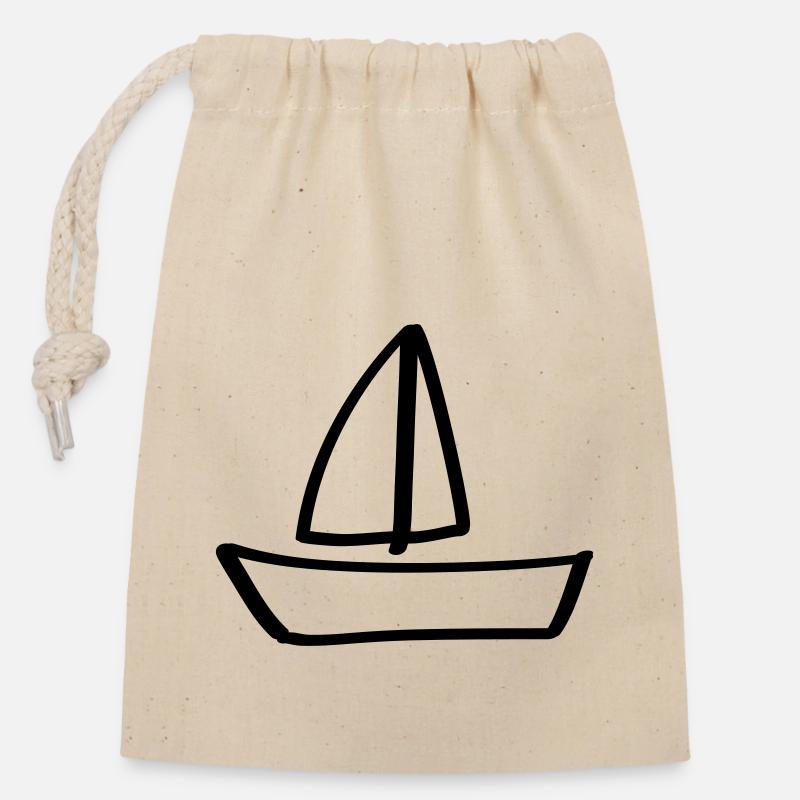 bateau bateau bateau capitaine - Sac cadeau en coton avec cordon (14 x 20 cm) - nature