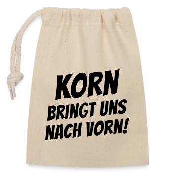Korn bringt uns nach vorn! - Verschließbarer Geschenkbeutel aus Baumwolle (14x20cm) - Natur - Vorne