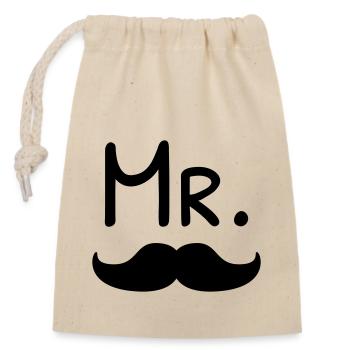 mister mustache - Closable cotton gift bag (14x20cm) - nature - Front