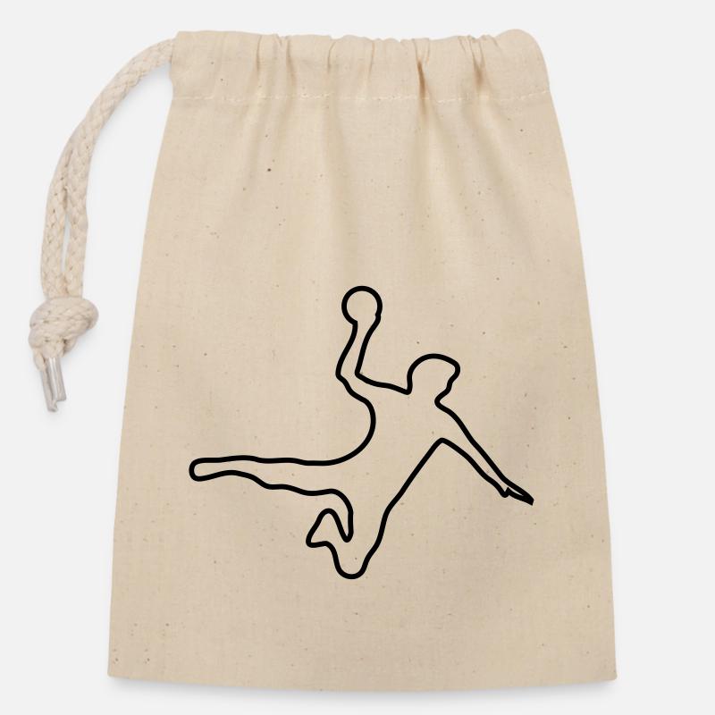 handball - Sac cadeau en coton avec cordon (14 x 20 cm) - nature