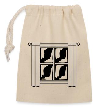 At night window wood curtain - Closable cotton gift bag (14x20cm) - nature - Front