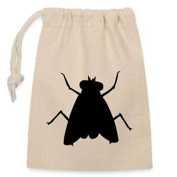 Silhouette Petite Mouche Domestique Insecte - Sac cadeau en coton avec cordon (14 x 20 cm) - nature - Devant