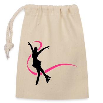 Silhouette patineuse inline - Sac cadeau en coton avec cordon (14 x 20 cm) - nature - Devant