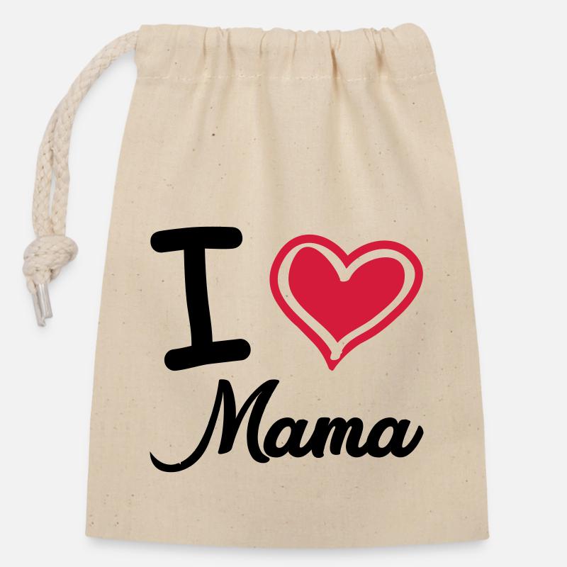i love mama - Verschließbarer Geschenkbeutel aus Baumwolle (14x20cm) - Natur