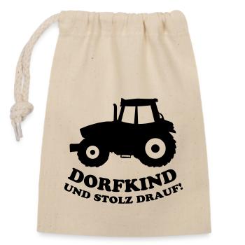traktor dorfkind - Verschließbarer Geschenkbeutel aus Baumwolle (14x20cm) - Natur - Vorne