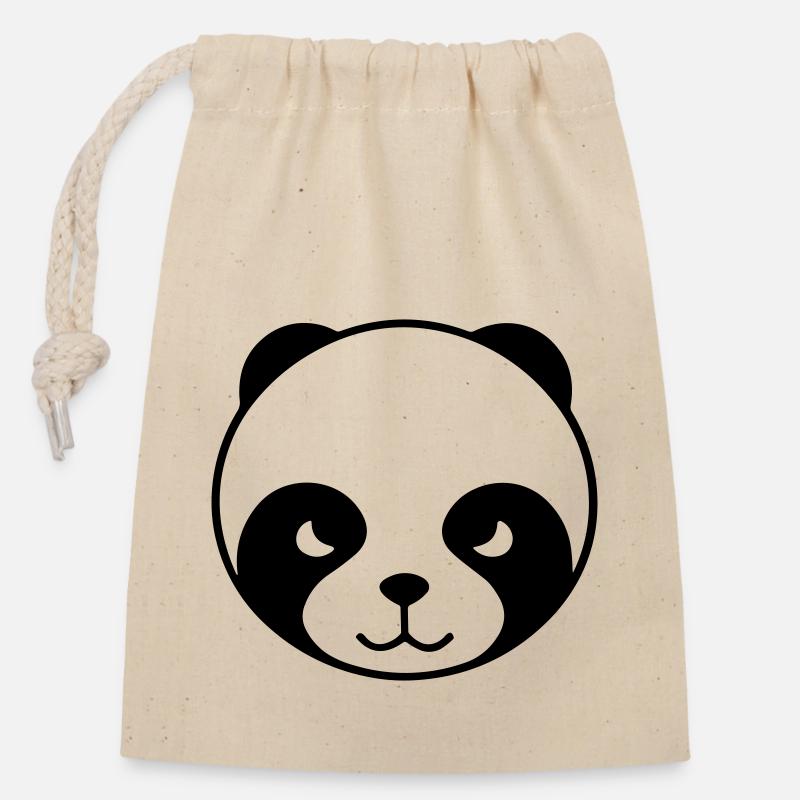 panda - Closable cotton gift bag (14x20cm) - nature