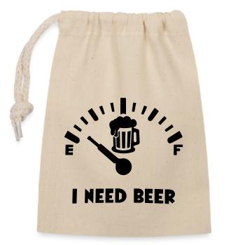 i need beer - Closable cotton gift bag (14x20cm) - nature - Front