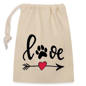 Love with Dog's Paw - Arrow with Heart - Closable cotton gift bag (14x20cm) - nature - Front