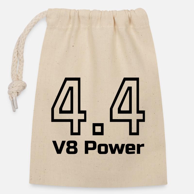 4.4 V8 Power - Closable cotton gift bag (14x20cm) - nature