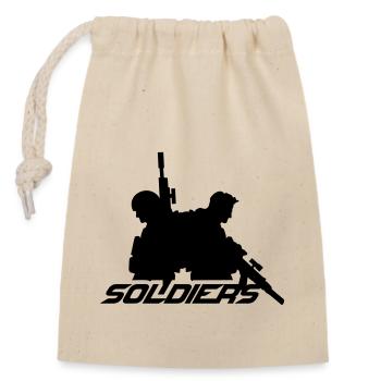 2 Soldaten, Besatzung, Kriegsteam, Freiheitssoldat, Kämpfer - Verschließbarer Geschenkbeutel aus Baumwolle (14x20cm) - Natur - Vorne