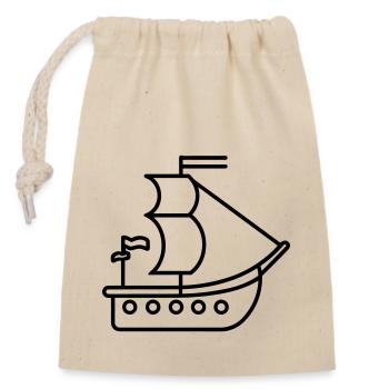 Pirate ship - Closable cotton gift bag (14x20cm) - nature - Front