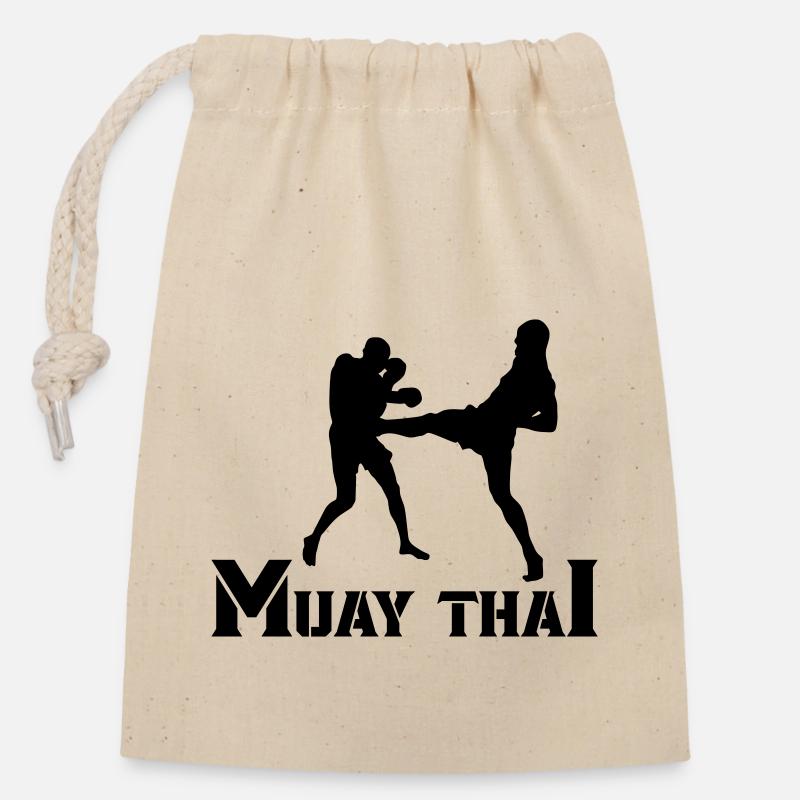 muay thai - Verschließbarer Geschenkbeutel aus Baumwolle (14x20cm) - Natur