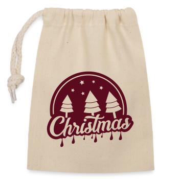 Christmas Weihnachten - Verschließbarer Geschenkbeutel aus Baumwolle (14x20cm) - Natur - Vorne