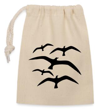 Seagulls flock of birds many birds flying 5 seabirds - Closable cotton gift bag (14x20cm) - nature - Front