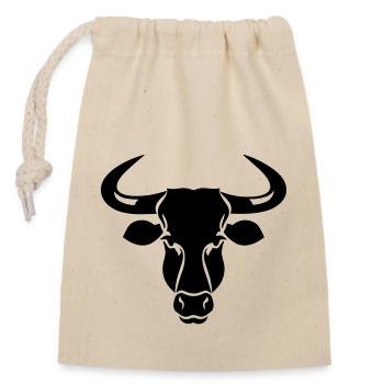 Stier - Verschließbarer Geschenkbeutel aus Baumwolle (14x20cm) - Natur - Vorne
