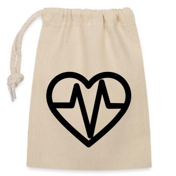battement de coeur - Sac cadeau en coton avec cordon (14 x 20 cm) - nature - Devant