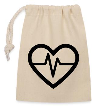 battement de coeur - Sac cadeau en coton avec cordon (14 x 20 cm) - nature - Devant