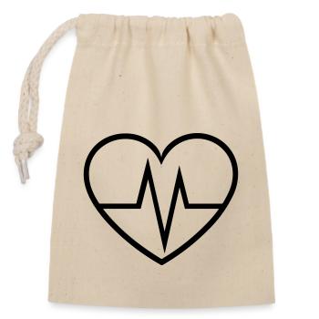 battement de coeur - Sac cadeau en coton avec cordon (14 x 20 cm) - nature - Devant