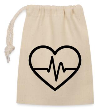 heartbeat - Closable cotton gift bag (14x20cm) - nature - Front