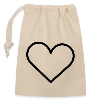 heart - Closable cotton gift bag (14x20cm) - nature - Front