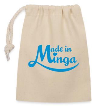 Made in Minga - für echte Münchner Originale! - Verschließbarer Geschenkbeutel aus Baumwolle (14x20cm) - Natur - Vorne