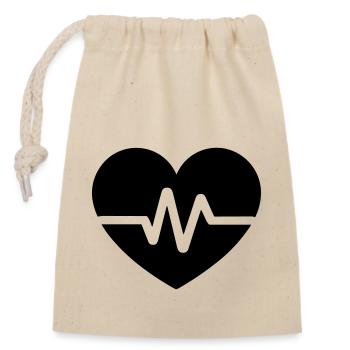battement de coeur - Sac cadeau en coton avec cordon (14 x 20 cm) - nature - Devant