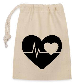 battement de coeur - Sac cadeau en coton avec cordon (14 x 20 cm) - nature - Devant