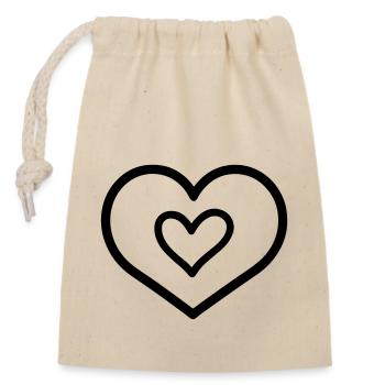 heart - Closable cotton gift bag (14x20cm) - nature - Front