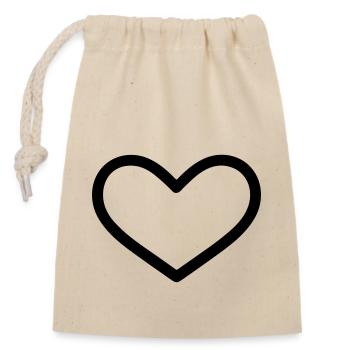 heart - Closable cotton gift bag (14x20cm) - nature - Front