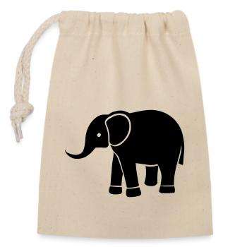 elephant - Closable cotton gift bag (14x20cm) - nature - Front