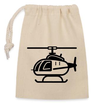 Hubschrauber - Verschließbarer Geschenkbeutel aus Baumwolle (14x20cm) - Natur - Vorne