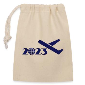 Voyage, Tour du Monde, Tour d’aventure 2023 - Sac cadeau en coton avec cordon (14 x 20 cm) - nature - Devant