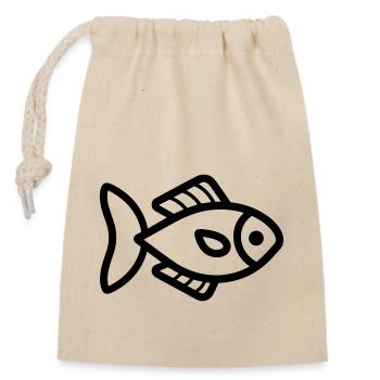 Fish - Closable cotton gift bag (14x20cm) - nature - Front