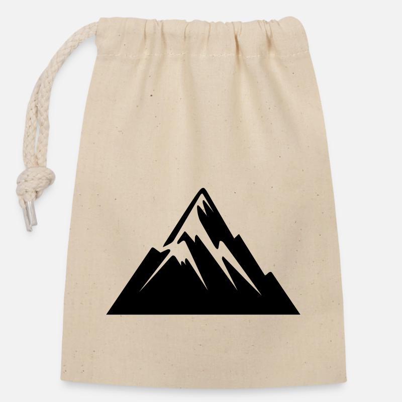 Montagne - Sac cadeau en coton avec cordon (14 x 20 cm) - nature