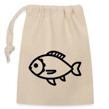 Fisch - Verschließbarer Geschenkbeutel aus Baumwolle (14x20cm) - Natur - Vorne