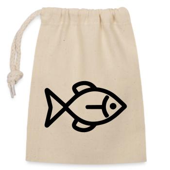 Fish - Closable cotton gift bag (14x20cm) - nature - Front