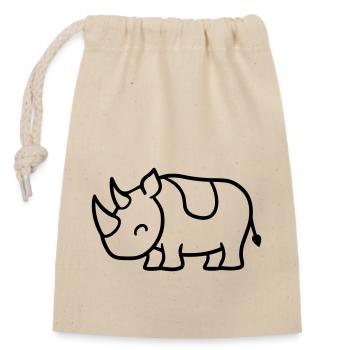 Nashorn - Verschließbarer Geschenkbeutel aus Baumwolle (14x20cm) - Natur - Vorne
