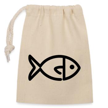 Fisch - Verschließbarer Geschenkbeutel aus Baumwolle (14x20cm) - Natur - Vorne